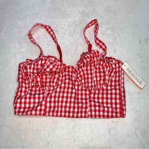 Colsie Red white gingham underwire Checkered Bralette size medium new